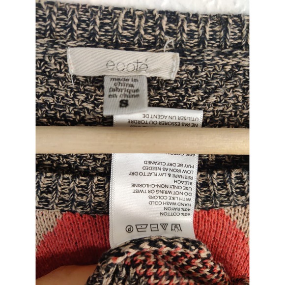 Urban Outfitters Ecote Intarsia Tan Pink Aztec Tribal Pullover Sweater Size S - Picture 8 of 8